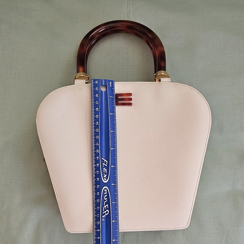 Etro Off-White Leather High-End Luxury Designer Double Handle Handbag (EXCELLENT - Picture 12 of 15